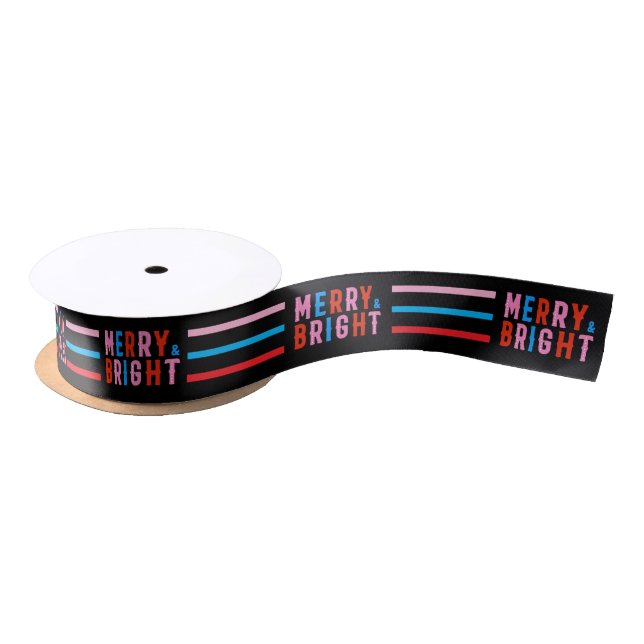 Merry And Bright Merry Christmas Party  Ribbon Satin Ribbon (Spool)