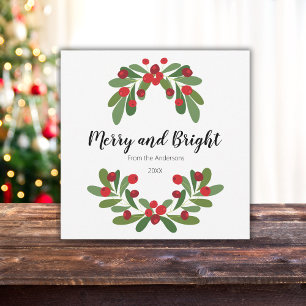 Merry and Bright Mistletoe Holiday Card