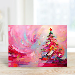Merry and Bright Modern Abstract Christmas Tree  Holiday Card