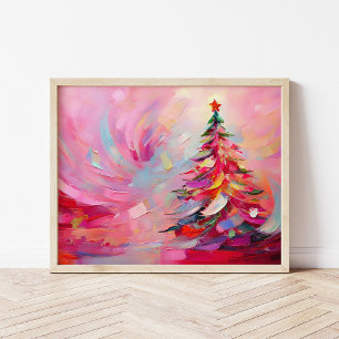 Merry and Bright Modern Abstract Christmas Tree  Poster