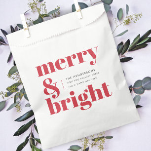 Merry and Bright   Modern Christmas Bright Red Favour Bag