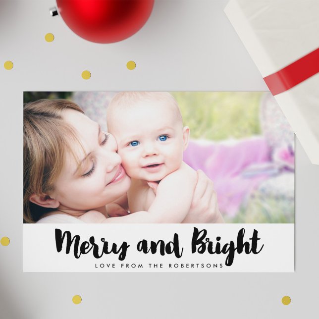 Merry and Bright Modern Christmas Photo Holiday Card (Creator Uploaded)