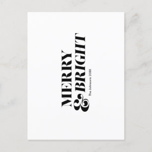 Merry and Bright Modern Christmas Typography Postcard