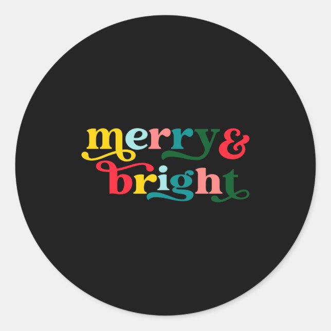 Merry And Bright Modern Christmas Womens  Classic Round Sticker (Front)
