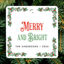 Merry And Bright Modern Elegant Floral Christmas