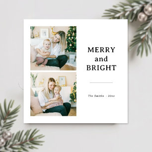 Merry and Bright Modern Family 2 Photo Christmas Holiday Card