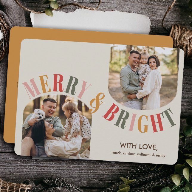 Merry and Bright Modern Family Photo Christmas Holiday Card (Creator Uploaded)