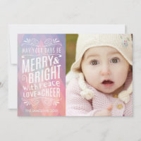 Merry and Bright Modern Geometric Pastel Photo