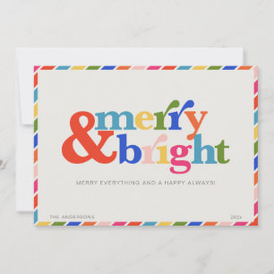 Merry and Bright Modern Minimal Christmas Holiday Card