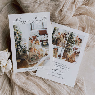 Merry and Bright Modern Minimalist Photo Holiday Card