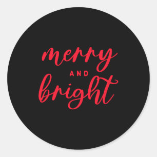 Merry And Bright Modern Red Womens Christmas _1  Classic Round Sticker