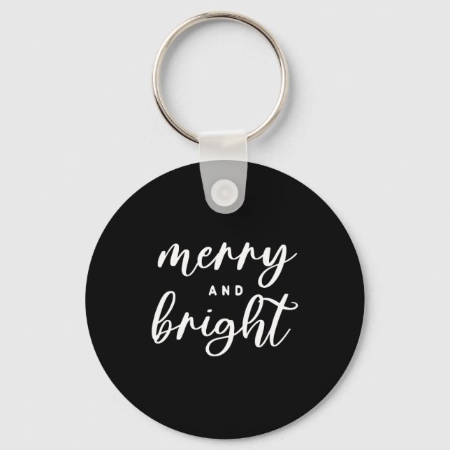 Merry And Bright Modern Red Womens Christmas  Key Ring (Front)
