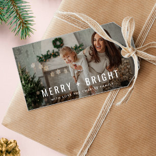 Merry and Bright Modern Stylish Christmas Photo Gift Tags