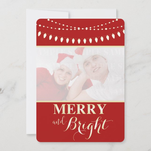 Merry and Bright Monogram Wedding Invitation (Back)