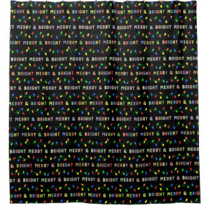 Merry and Bright Multi Christmas Lights Shower Curtain