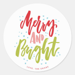 Merry and Bright Multi-Colour Holiday Sticker