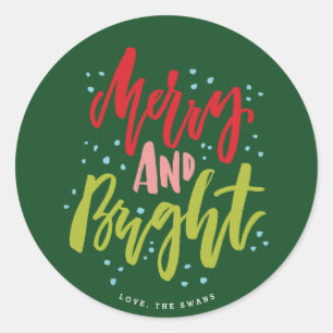 Merry and Bright Multi-Colour Holiday Sticker