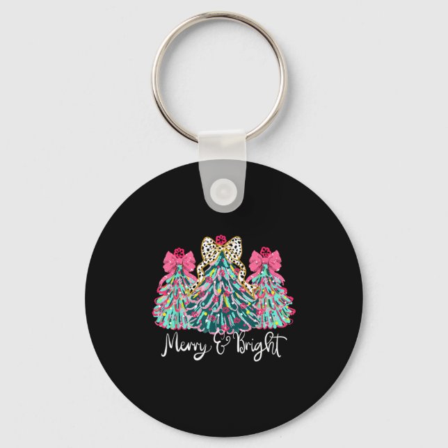 Merry And Bright Nk Christmas Tree Xmas Holiday Wo Key Ring (Front)