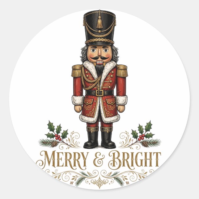 Merry And Bright Nutcracker Sticker (Front)