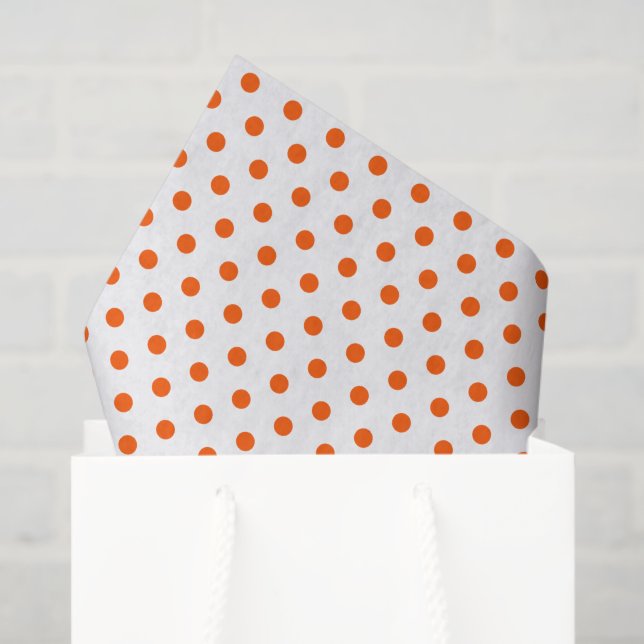 Merry and Bright Orange Polka Dots on White Tissue Paper (Gift Bag)
