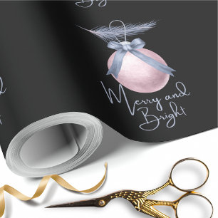 Merry and Bright Ornament Pastel Christmas Gift Wrapping Paper