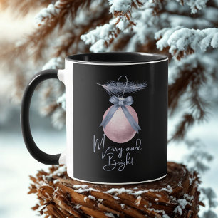 Merry and Bright Ornament Pink Pastel Holiday Mug