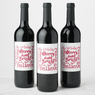 Merry and Bright Other Merry Christmas Sayings Red Wine Label