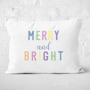 Merry and Bright Pastel Colourful Christmas Decorative Cushion