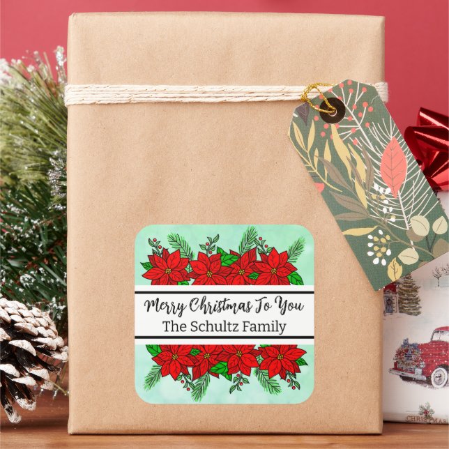 Merry and Bright Personalised Christmas    Square Sticker (Holiday)