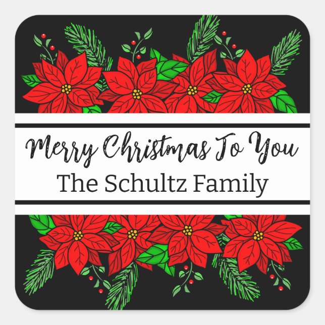Merry and Bright Personalised Christmas  Square Sticker (Front)