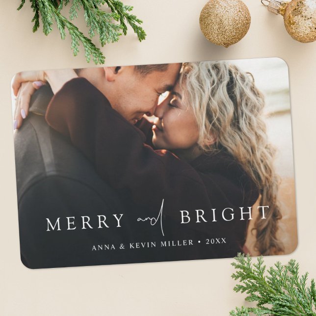 Merry and Bright Personalised Photo Christmas Holiday Card (Creator Uploaded)