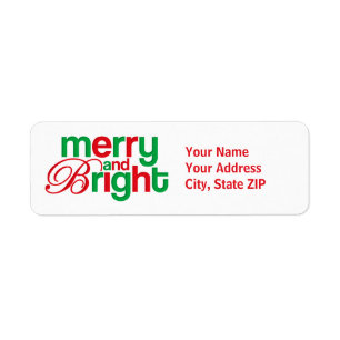 Merry And Bright Personalised Return Address Label