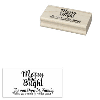 Merry and Bright Personalised wishes Rubber Stamp