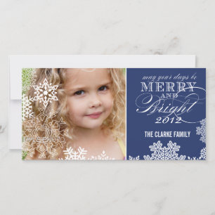 MERRY AND BRIGHT PHOTO CARD   DARK BLUE
