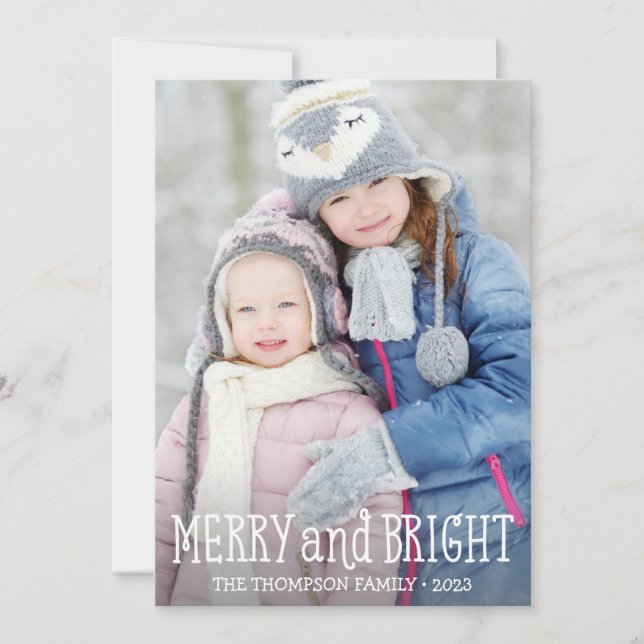 Merry and Bright Photo Christmas Cards (Front)