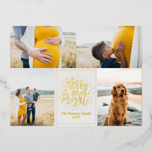 Merry and Bright Photo Christmas Foil Holiday Post