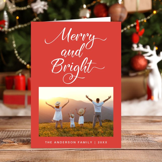 Merry And Bright Photo Christmas Holiday Card (Creator Uploaded)