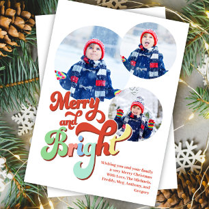 Merry and Bright Photo Collage Christmas Holiday Card