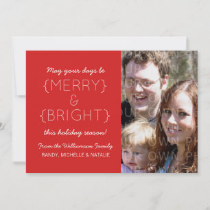 Merry and Bright Photo Flat Card, Red Holiday Card