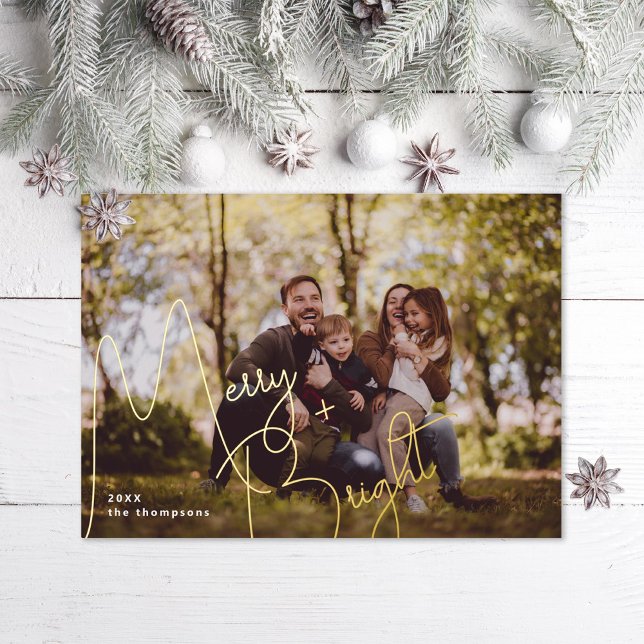 Merry and Bright Photo Foil Holiday Card (Creator Uploaded)