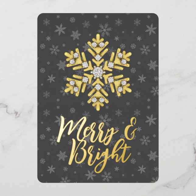 merry and bright photo foil holiday card (Front)