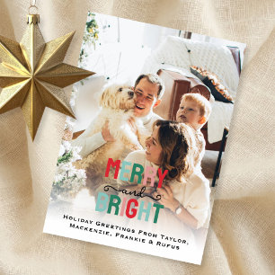 Merry and Bright Photo Personalised Holiday Card
