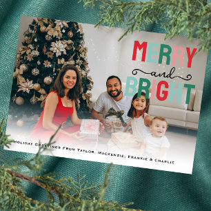 Merry and Bright Photo Personalised Holiday Card