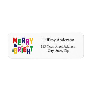 Merry and Bright Pine Tree Reindeer Return Address Label