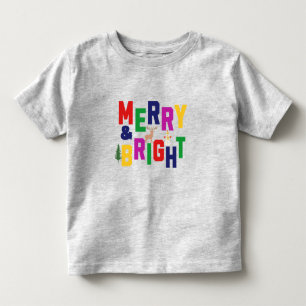 Merry and Bright Pine Tree Reindeer Snowman Toddler T-Shirt