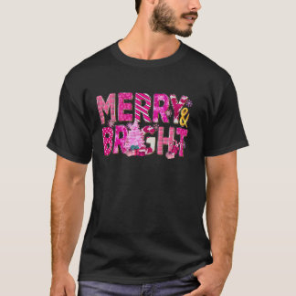 Merry And Bright Pink Christmas Buffalo Plaid Xmas T-Shirt