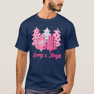Merry and Bright Pink Christmas Tree, Pink Christm T-Shirt