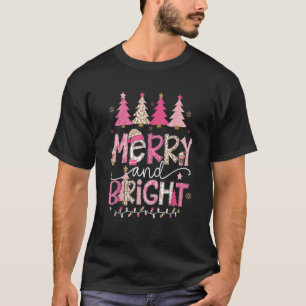 Merry and Bright Pink Christmas Tree Pink Christma T-Shirt