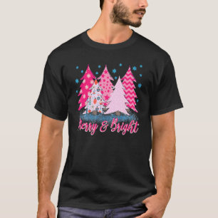 Merry And Bright Pink Christmas Tree Pink Christma T-Shirt