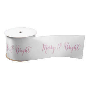 Merry and Bright Pink   Holiday Ribbon Satin Ribbon